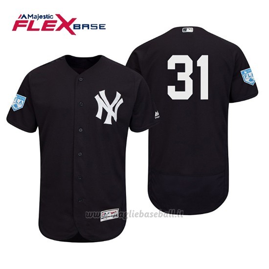 Maglia Baseball Uomo New York Yankees Aaron Hicks Flex Base Entrenamiento De Primavera 2019 Blu